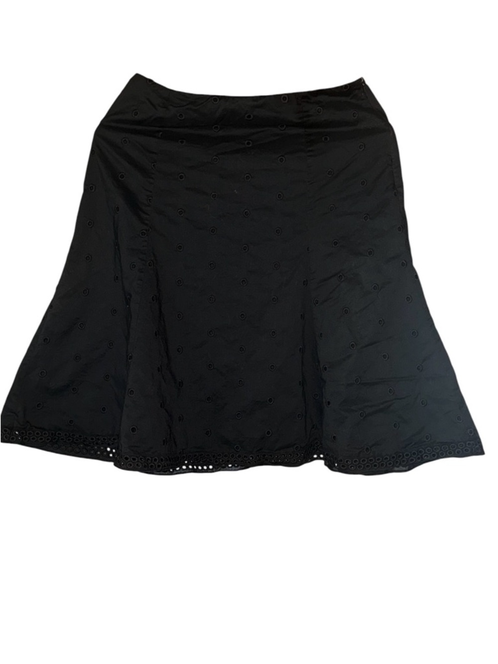 Ann Taylor Black Eyelet A-Line Skirt